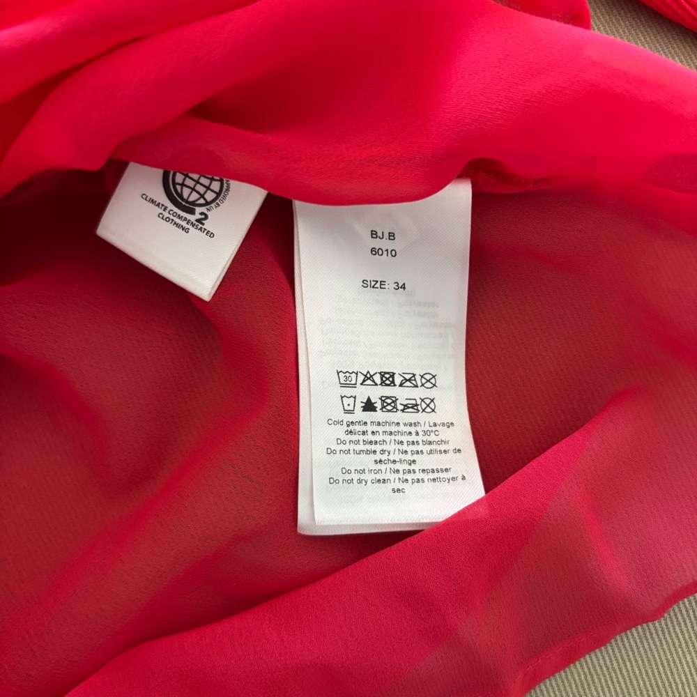 Ganni Red Tie Front Georgette Mini Dress Lollipop - Picture 8 of 8
